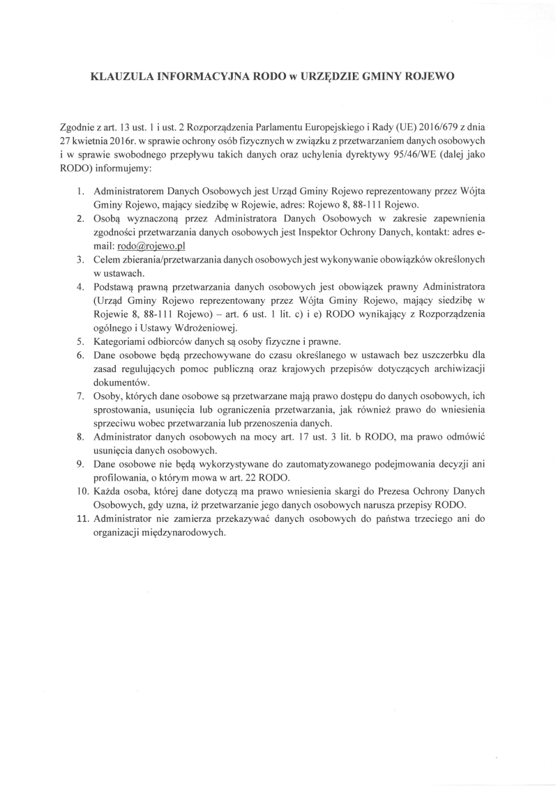 Obowiązek Informacyjny RODO